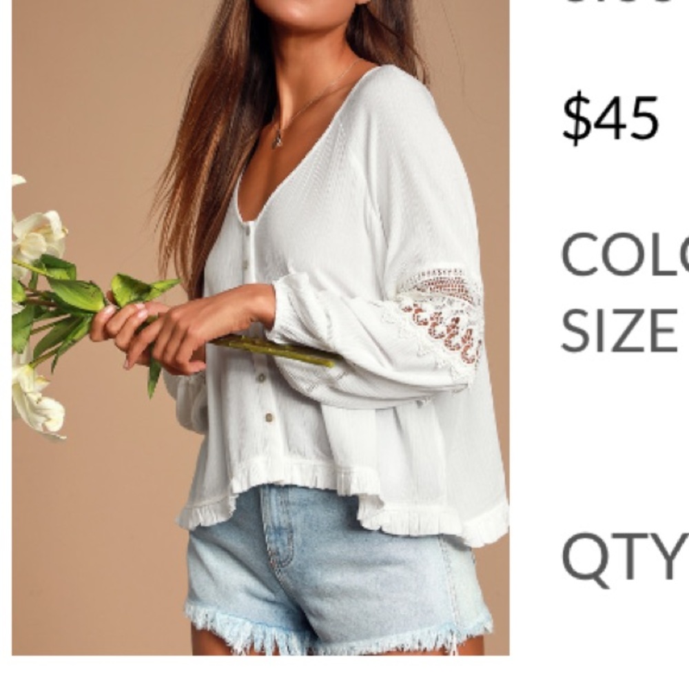 White Long Sleeve Button Down Blouse